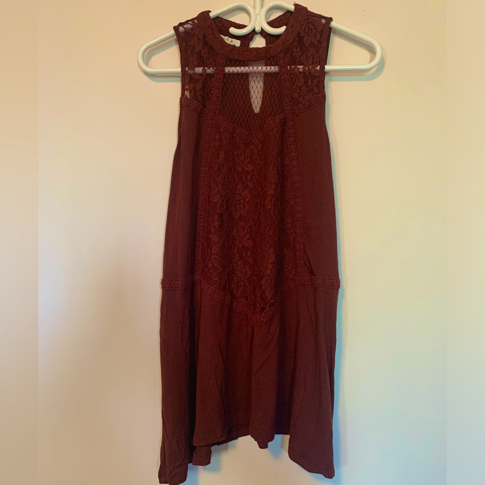 Burgundy lace detail blouse